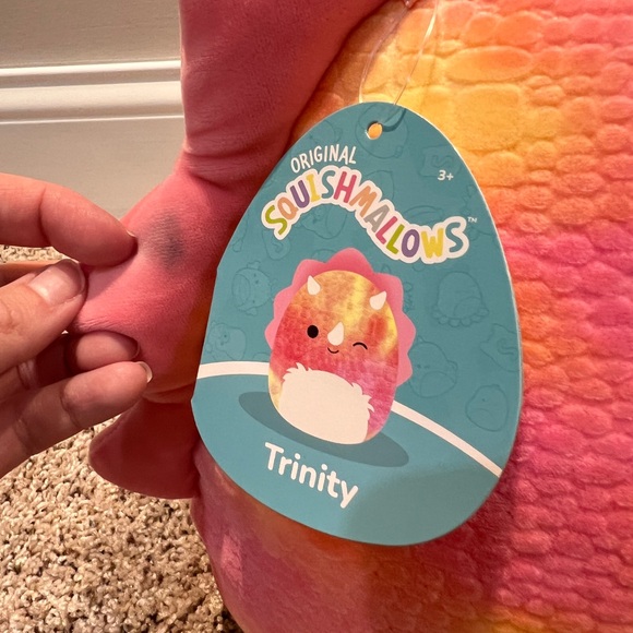New Trinity Triceratops Squishmallow 11” Plush Tie Dye Pink and Orange SQCR05446 - Picture 3 of 6